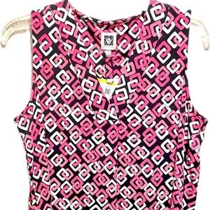 Ann Klein Geometric Sleeveless Blouse